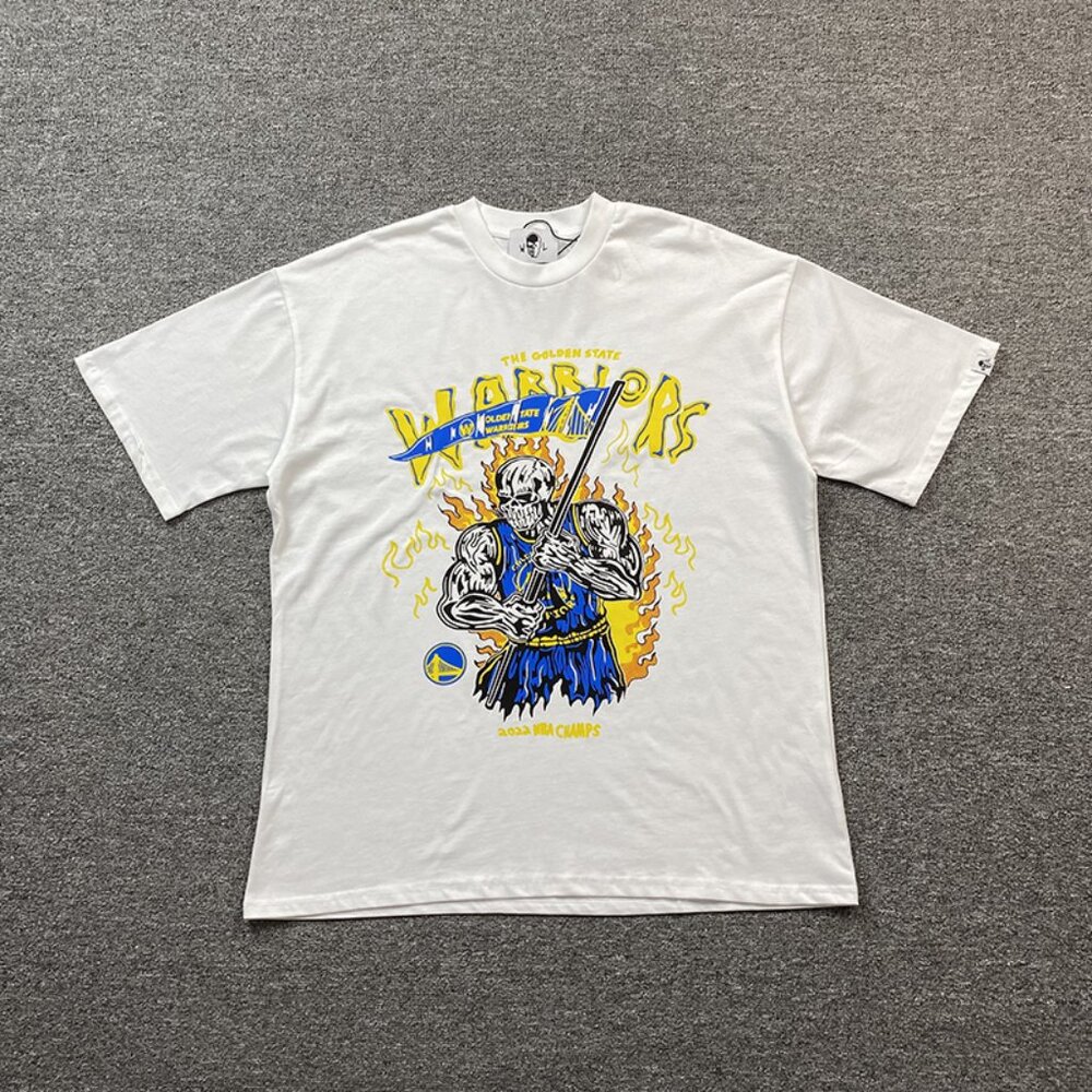 Warren Lotas Golden State Warriors Championship Theme Cool Skull White T